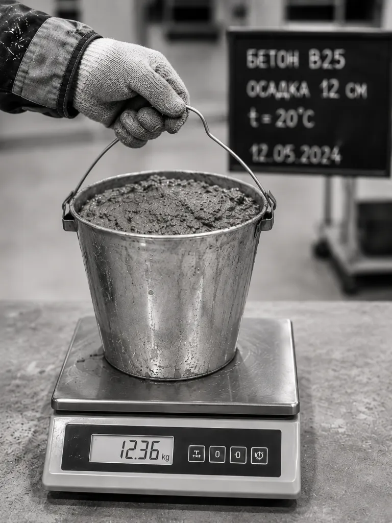 Определение средней плотности бетонной смеси